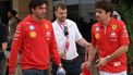 epa11745576 Spanish driver Carlos Sainz Jr (L) of Scuderia Ferrari and his teamate Monaco's driver Charles Leclerc (R) arrive at the paddock ahead of the Formula 1 Qatar Grand Prix in Lusail, Qatar, 28 November 2024. The Formula 1 Qatar Grand Prix will be held on 01 December 2024,  EPA/ALI HAIDER