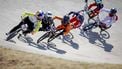 ARNHEM - Judy Baauw (m) in actie tijdens de vierde wedstrijd om de wereldbeker BMX. ANP ROBIN VAN LONKHUIJSEN