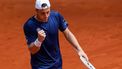 Netherlands' Tallon Griekspoor reacts during the third round of the 2024 ATP Tour Madrid Open tournament tennis match against Denmark's Holger Rune at Caja Magica in Madrid on April 28, 2024. 
OSCAR DEL POZO / AFP