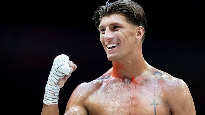 ROTTERDAM - Bokser Gradus Kraus tijdens zijn gevecht tegen de Engelsman Theo Brooks in het Topsportcentrum. De 24-jarige Nederlander is de headliner van het evenement Boxing Gladiators. IRIS VAN DEN BROEK / ANP
