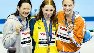 2023-07-28 20:41:24 FUKUOKA - Marrit Steenbergen wordt derde tijdens de finale 100 vrij vrouwen op de zesde dag van het WK Zwemmen in Japan. ANP KOEN VAN WEEL