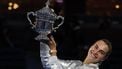 Belarus's Aryna Sabalenka poses with her trophy after defeating USA's Amanda Anisimova in the women's singles final tennis match on day fourteen of the US Open tennis tournament at the USTA Billie Jean King National Tennis Center in New York City on September 6, 2025. 
TIMOTHY A.CLARY / AFP