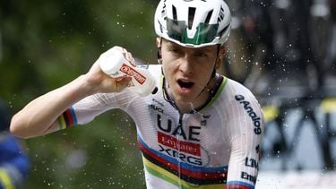 epa13100529 Slovenian cyclist Tadej Pogacar of UAE Team Emirates XRG cools down during Stage 6 of the Tour de France, a 186.2 km route from Pau to Gavarnie-Gedre, France, 09 July 2026.  EPA/YOAN VALAT