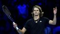 2023-11-13 17:22:33 Germany's Alexander Zverev celebrates after winning the first round-robin match against Spain's Carlos Alcaraz at the ATP Finals tennis tournament in Turin on November 13, 2023.
 
Tiziana FABI / AFP