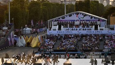 Dancers perform during the Paris 2024 Paralympic Games Opening Ceremony at the Place de la Concorde in Paris on August 28, 2024. 
Bertrand GUAY / AFP