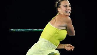 epa11846654 Aryna Sabalenka of Belarus in action during her Women’s Singles semifinal match against Paula Badosa of Spain at the Australian Open tennis tournament in Melbourne, Australia, 23 January 2025.  EPA/JOEL CARRETT AUSTRALIA AND NEW ZEALAND OUT