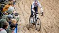 Dutch Fem Van Empel competes in the women's elite race of the 'Duinencross' cyclocross cycling event, stage five of the X2O Badkamers Trophy (Trofee Veldrijden) competition, in Koksijde, western Belgium, on January 4, 2024. 
JASPER JACOBS / Belga / AFP