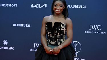 US gymnast Simone Biles poses on the Red Carpet ahead of the 26th Laureus World Sports Awards gala in Madrid on April 21, 2025. 
JAVIER SORIANO / AFP
