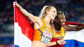 ROME - Lieke Klaver en Liemarvin Bonevacia in actie tijdens de finale 400 meter op de vierde dag van de Europese kampioenschappen atletiek. ANP IRIS VAN DEN BROEK