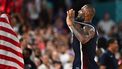 USA's #06 LeBron James celebrates after the USA won the men's Gold Medal basketball match between France and USA during the Paris 2024 Olympic Games at the Bercy  Arena in Paris on August 10, 2024. 
Aris MESSINIS / AFP