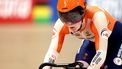 epa10784210 Kyra Lamberink of the Netherlands in action in the Women Elite 500m Time Trial qualification at the UCI Cycling World Championships 2023 in Glasgow, Britain, 04 August 2023.  EPA/ADAM VAUGHAN