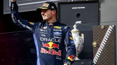 BOEDAPEST - Max Verstappen (Red Bull Racing) op het podium na afloop van de race op de Hungaroring voor de Grote Prijs van Hongarije. SANDER KONING / ANP