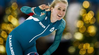 HEERENVEEN - Merel Conijn reageert na de 3000 meter tijdens de eerste dag van het Nederlandse kampioenschap allround schaatsen in Thialf. ANP VINCENT JANNINK