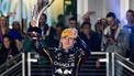 Red Bull Racing's Dutch driver Max Verstappen holds up the trophy on the podium after winning the Las Vegas Formula One Grand Prix at the Las Vegas Strip Circuit in Las Vegas, Nevada, on November 22, 2025. 
Frederic J. Brown / AFP