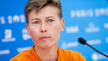 PARIJS - Demi Schuurs tijdens een persconferentie in het olympisch dorp van Parijs voorafgaand aan het begin van de Spelen. ANP REMKO DE WAAL