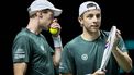 ROTTERDAM - Botic van de Zandschulp (NED) en Tallon Griekspoor (NED) in actie tegen Kevin Krawietz (GER) / Tim Puetz (GER) op de eerste dag van het ABN AMRO Open tennistoernooi in Ahoy. ANP SANDER KONING