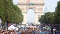 epa11510777 Athletes compete in the bike section of the Women Individual race of the Triathlon competitions in the Paris 2024 Olympic Games, at the Pont Alexandre III in Paris, France, 31 July 2024.  EPA/MOHAMMED BADRA