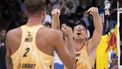 epa12219933 Netherlands's Stefan Boermans, right, and Netherlands's Yorick De Groot, left, celebrate their victory against Brazil's George Souto Maior Wanderley and Brazil's Andre Loyola Stein, during the Volleyball World Beach Pro Tour Elite16 men's third place Final match, in Gstaad, Switzerland, 06 July 2025.  EPA/ANTHONY ANEX