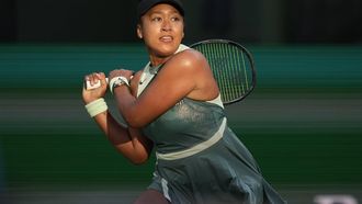 epa11210334 Naomi Osaka of Japan in action against Liudmila Samsonova of Russia during the BNP Paribas Open tennis tournament in Indian Wells, California, USA, 09 March 2024.  EPA/RAY ACEVEDO