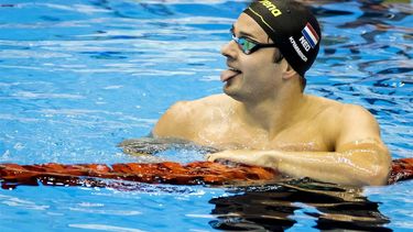 2023-07-23 20:56:18 FUKUOKA - Arno Kamminga na afloop van de 100 school slag tijdens het WK Zwemmen in Japan. ANP KOEN VAN WEEL