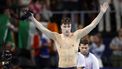 epa11525791 Bobby Finke of USA celebrates as he wins and establishes a new World Record in the Men 1500m Freestyle final of the Swimming competitions in the Paris 2024 Olympic Games, at the Paris La Defense Arena in Paris, France, 04 August 2024.  EPA/MAST IRHAM