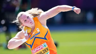 ROME - Jessica Schilder in actie op het onderdeel kogelstoten op de eerste dag van de Europese kampioenschappen atletiek. ANP IRIS VAN DEN BROEK