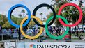 epa11224048 The Olympic Rings logo, promoting the Paris 2024 Summer Olympic Games, are on display in the fan experience area during the third round of The Players Championship golf tournament at TPC Sawgrass in Ponte Vedra Beach, Florida, USA, 16 March 2024.  EPA/ERIK S. LESSER