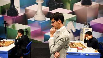 WIJK AAN ZEE - Anish Giri tijdens dertiende en laatste ronde speelronde van het Tata Steel Masters schaaktoernooi. ANP OLAF KRAAK