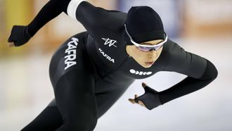 HEERENVEEN - Jutta Leerdam in actie op de 1.000 meter voor vrouwen tijdens de slotdag van het NK Afstanden in Thialf. De olympische winter werd afgetrapt met het driedaagse schaatstoernooi. ANP VINCENT JANNINK