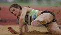 epa11304953 Pauline Hondema of the Netherlands in action during the Women's Long Jump at the World Athletics Wanda Diamond League meeting in Suzhou, China, 27 April 2024.  EPA/ALEX PLAVEVSKI