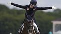 epa11522404 Dinja van Liere of Netherlands riding Hermes competes in the Dressage Team Grand Prix of the Equestrian Dressage competitions in the Paris 2024 Olympic Games, at the Chateau de Versailles in Versailles, France, 03 August 2024.  EPA/CAROLINE BREHMAN