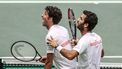 epa07338434 Robin Haase (L) and Jean-Julien Rojer (R) of the Netherlands discuss with referee in match against Lukas Rosol and Jiri Vesely of Czech Republic during the Davis Cup qualifier between Czech Repubic and the Netherlands in Ostrava, Czech Republic, 02 February 2019.  EPA/MARTIN DIVISEK