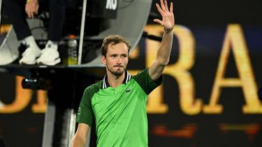 epa11087838 Daniil Medvedev of Russia celebrates winning his 2nd round match against Emil Ruusuvuori of Finland at the 2024 Australian Open in Melbourne, Australia, early 19 January 2024.  EPA/JAMES ROSS  AUSTRALIA AND NEW ZEALAND OUT