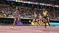 US' athlete Melissa Jefferson-Wooden (L) crosses the finish as she competes in the women's 100m semi-final during the World Athletics Championships in Tokyo on September 14, 2025. 
Jewel SAMAD / AFP