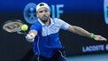 epa11250698 Grigor Dimitrov of Bulgaria in action against Alexander Zverev of Germany during the semifinals of the 2024 Miami Open tennis tournament in Miami, Florida, USA, 29 March 2024.  EPA/CRISTOBAL HERRERA-ULASHKEVICH