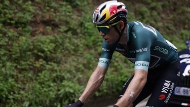 epa11577489 Belgian Wout Van Aert, of Team Visma, during the 15th stage of the Vuelta a Espana between Infiesto and Cuitu Negru, Spain, 01 September 2024.  EPA/Javier Lizon