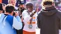 Eliud Kipchoge of Kenya waves after competing in the New York marathon in New York on November 2, 2025. 
CHARLY TRIBALLEAU / AFP