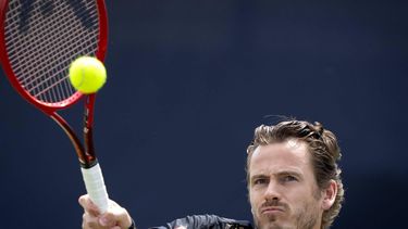 ROSMALEN - Wesley Koolhof (NED) en Nikola Mektic (CRO) in actie tegen Nathaniel Lammons (USA) en Jackson Withrow (USA) tijdens de finale heren dubbel van het Libema Open tennis toernooi in Rosmalen. ANP SANDER KONING