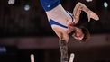 Netherlands' Casimir Schmidt competes on the parallel bars during the men's qualifying session at the 53rd FIG Artistic Gymnastics World Championships In Jakarta on October 19, 2025. 
 
Yasuyoshi CHIBA / AFP