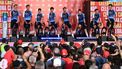 Team Israel-Premier Tech is seen during the official teams presentation of the 80th edition of 'La Vuelta' cycling tour of Spain, in Torino, Italy on August 21, 2025. 
Marco BERTORELLO / AFP