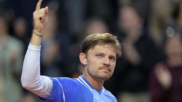 Belgium's David Goffin celebrates after winning his men's singles match against France's Giovanni Mpetshi Perricard on day three of the French Open tennis tournament at the Roland Garros Complex in Paris on May 28, 2024. 
Bertrand GUAY / AFP