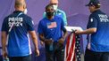 US' Noah Lyles wearing a mask leaves after the men's 200m final of the athletics event at the Paris 2024 Olympic Games at Stade de France in Saint-Denis, north of Paris, on August 8, 2024. 
Jewel SAMAD / AFP