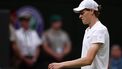 Italy's Jannik Sinner reacts after losing against Russia's Daniil Medvedev during their men's singles quarter-final tennis match on the ninth day of the 2024 Wimbledon Championships at The All England Lawn Tennis and Croquet Club in Wimbledon, southwest London, on July 9, 2024. Medvedev won the match 6-7, 6-4, 7-6, 2-6 6-3.
HENRY NICHOLLS / AFP