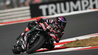 Aprilia Racing's Spanish rider Jorge Martin takes part in the MotoGP Free Practice 2 on the second day of the MotoGP British Grand Prix weekend at Silverstone circuit, central England on August 8, 2026. 
Glyn KIRK / AFP