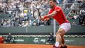 Serbia's Novak Djokovic returns the ball to Netherlands' Tallon Griekspoor during their ATP 250 Geneva Open tennis tournament single quarter final match, in Geneva on May 23, 2024. 
Fabrice COFFRINI / AFP