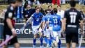 UTRECHT - De spelers van Kampong juichen na de 1-1 tegen Amsterdam tijdens de finale play-offs hockey wedstrijd tussen Kampong en Amsterdam. ANP ROBIN VAN LONKHUIJSEN