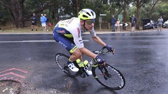 Dutch cyclist Taco van der Hoorn of Intermarche-Circus-Wanty team rides near Moriac during the 2023 Cadel Evans Great Ocean Road Race in Geelong on January 29, 2023. 
CHRIS PUTNAM / AFP