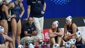 epa12235573 Nedtherlands Head Coach Doudesis Evangelos  (3-L) players talks to his players  during the women's water polo match between USA and Nedtherlands at the World Aquatics Championships Singapore 2025 in Singapore, 13 July 2025  EPA/SIMON LIM