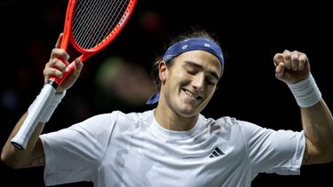 ROTTERDAM - Mattia Bellucci (ITA) na zijn gewonnen wedstrijd tegen Stefanos Tsitsipas (GRE) op de vijfde dag van het ABN AMRO Open tennistoernooi in Ahoy. ANP SANDER KONING