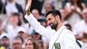 Serbia's Novak Djokovic waves as he leaves the court after winning Greece's Stefanos Tsitsipas during their men's singles second round tennis match on the third day of the 2026 Wimbledon Championships at The All England Lawn Tennis and Croquet Club in Wimbledon, southwest London, on July 1, 2026. 
Kirill KUDRYAVTSEV / AFP